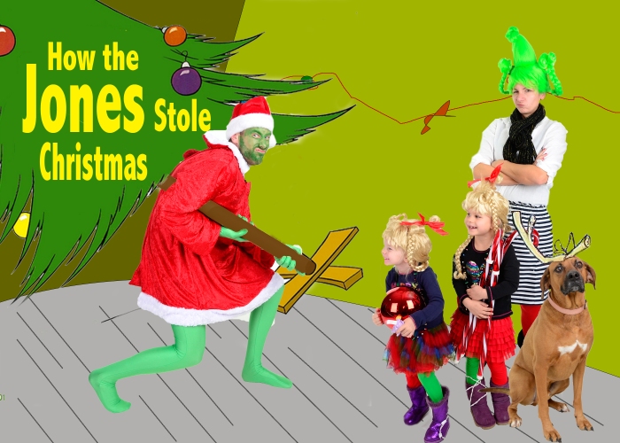custom family christmas card featuring How the Grinch Stole Christmas