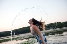 Katrina does the Ariel hair flip out of the water at Yellow Creek State Park
